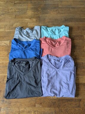 6 Women’s Long Sleeve V-Neck Tee - Blue, Grey, Purple, Teal, Coral